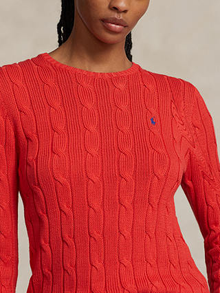 Polo Ralph Lauren Julianna Cotton Cable Knit Crewneck Jumper, Orange