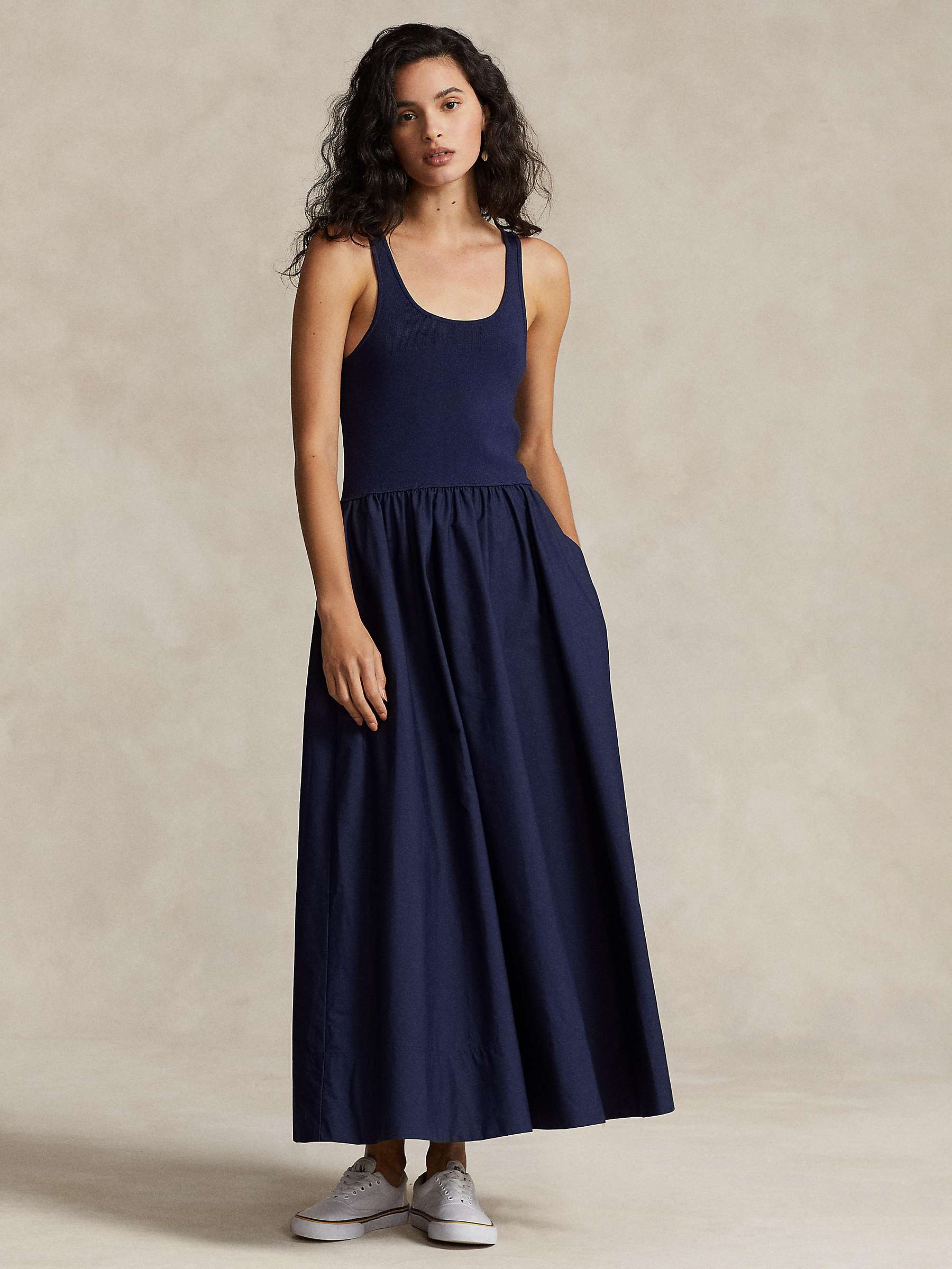 Buy Polo Ralph Lauren Zaha Fit and Flare Midi Dress, Navy Online at johnlewis.com