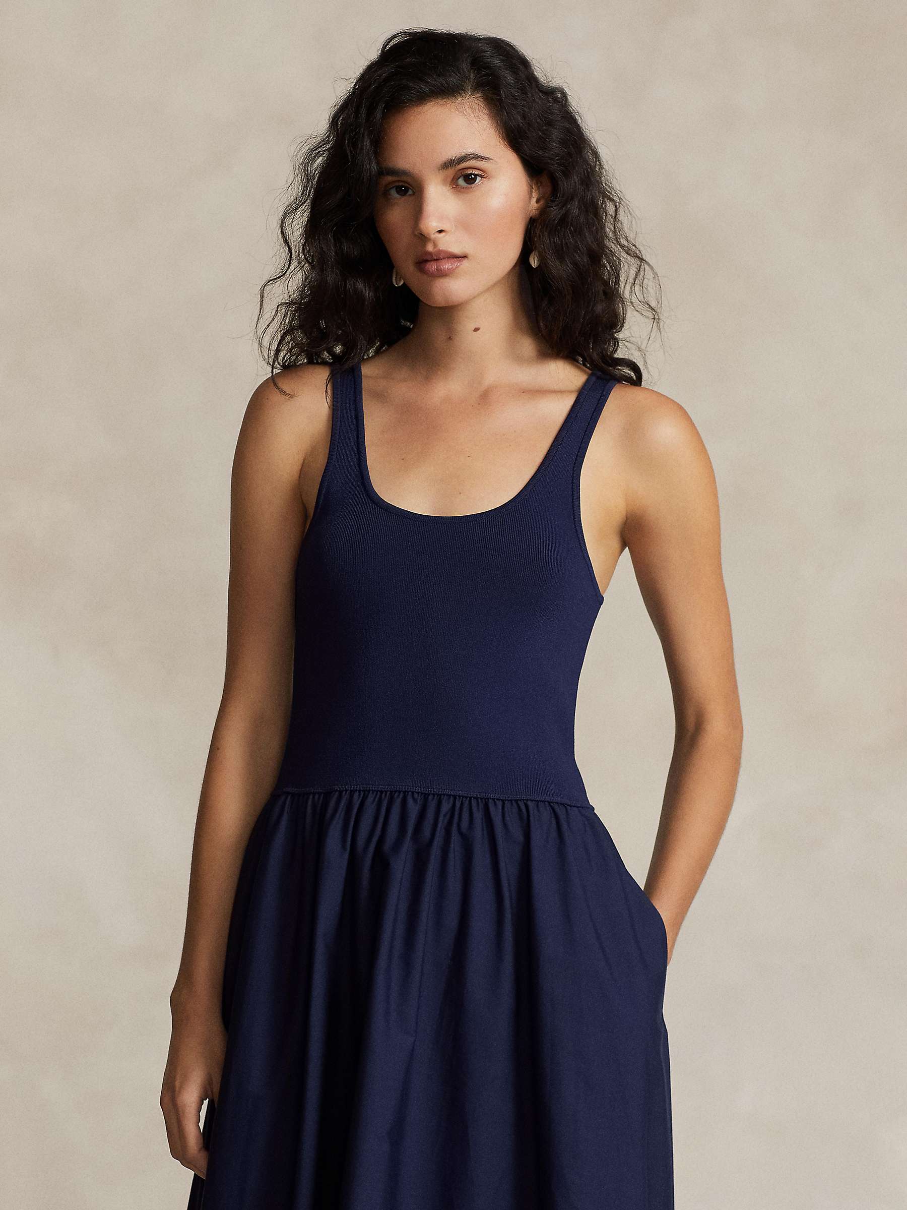 Buy Polo Ralph Lauren Zaha Fit and Flare Midi Dress, Navy Online at johnlewis.com