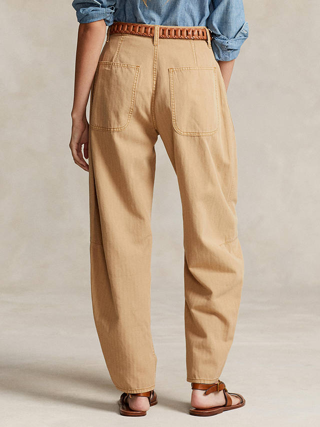 Polo Ralph Lauren Relaxed Carrot Cotton Linen Blend Trousers, Khaki