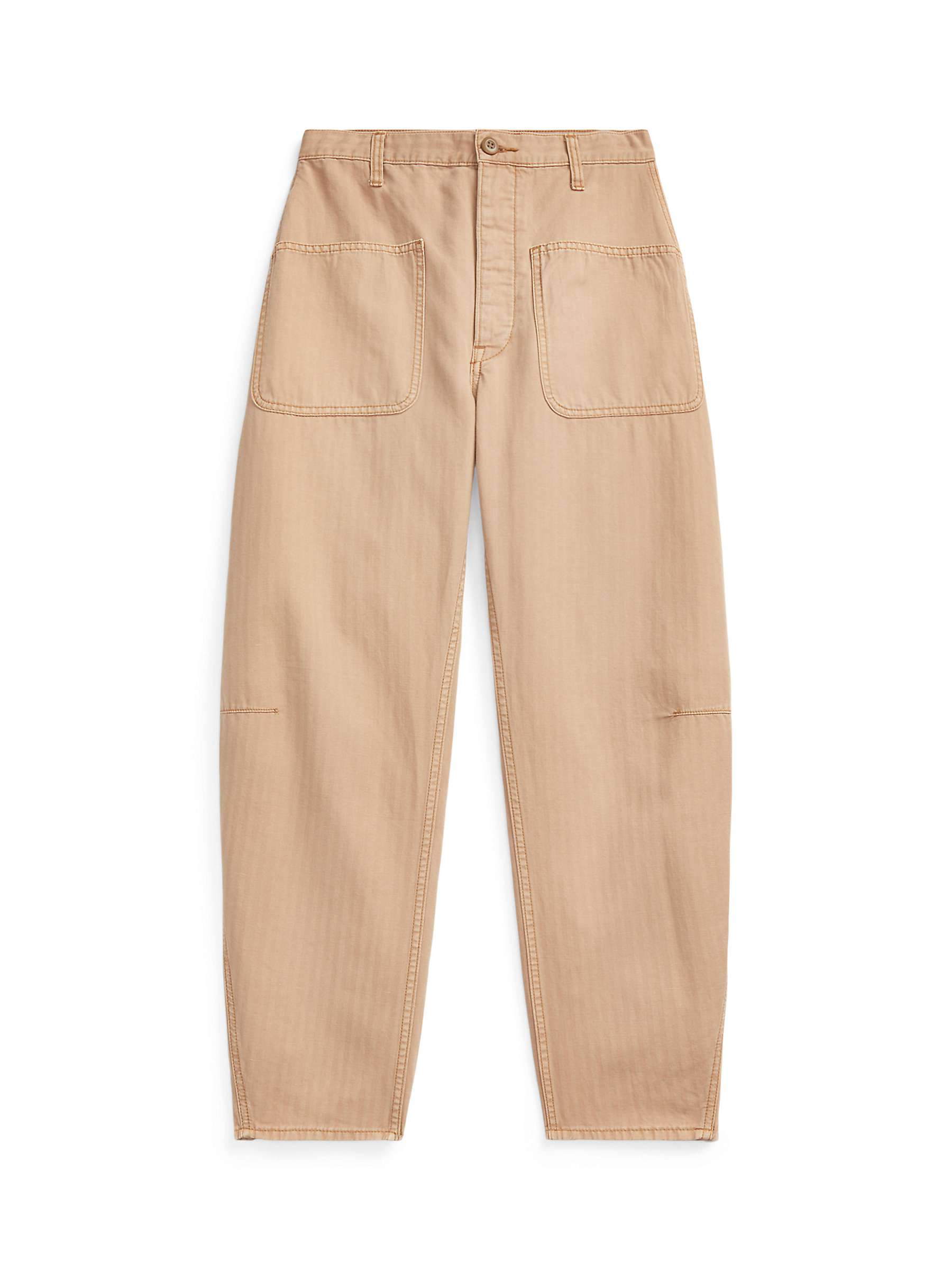 Buy Polo Ralph Lauren Relaxed Carrot Cotton Linen Blend Trousers, Khaki Online at johnlewis.com