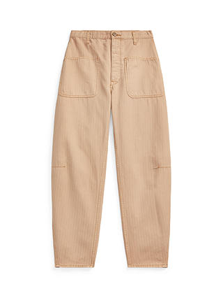 Polo Ralph Lauren Relaxed Carrot Cotton Linen Blend Trousers, Khaki