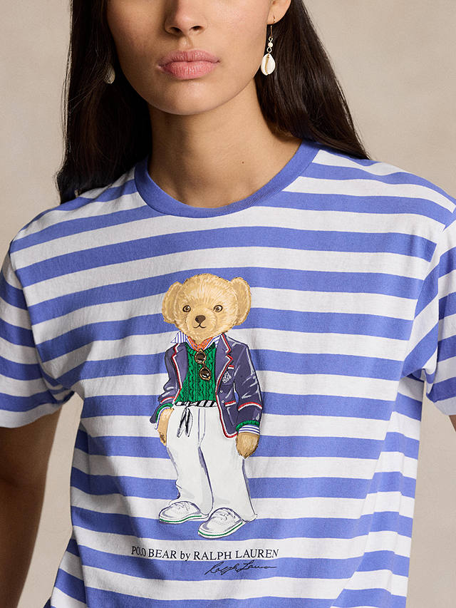 Polo Ralph Lauren Bear Graphic Stripe T-Shirt, Blue/Multi