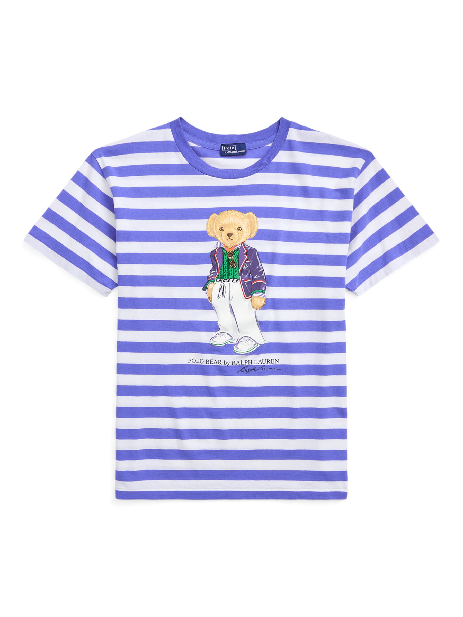Buy Polo Ralph Lauren Bear Graphic Stripe T-Shirt, Blue/Multi Online at johnlewis.com