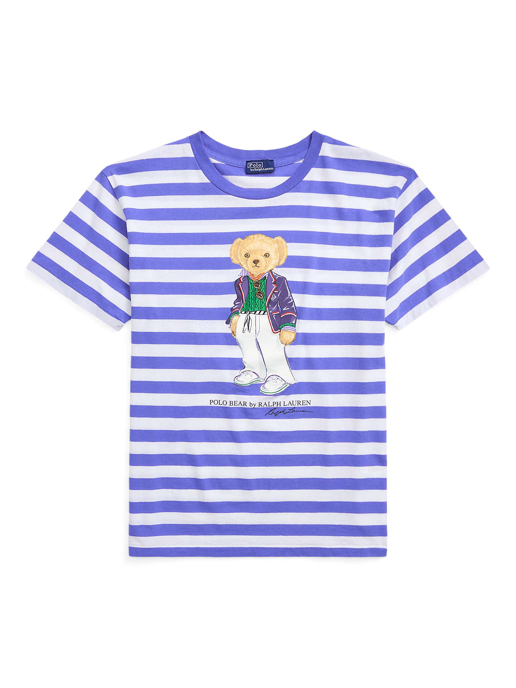Buy Polo Ralph Lauren Bear Graphic Stripe T-Shirt, Blue/Multi Online at johnlewis.com