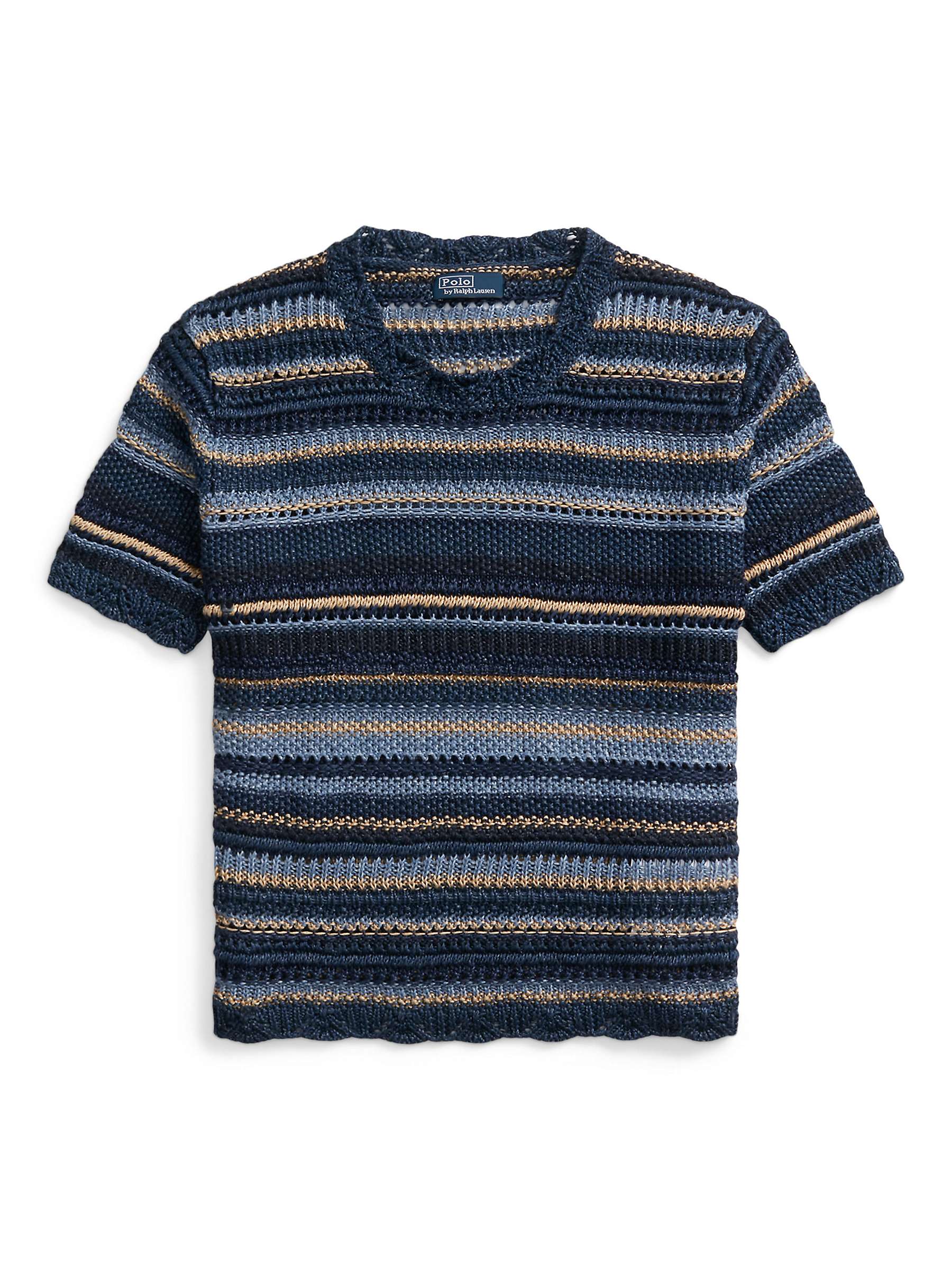 Buy Polo Ralph Lauren Stripe Crochet Knit Top, Blue/Multi Online at johnlewis.com