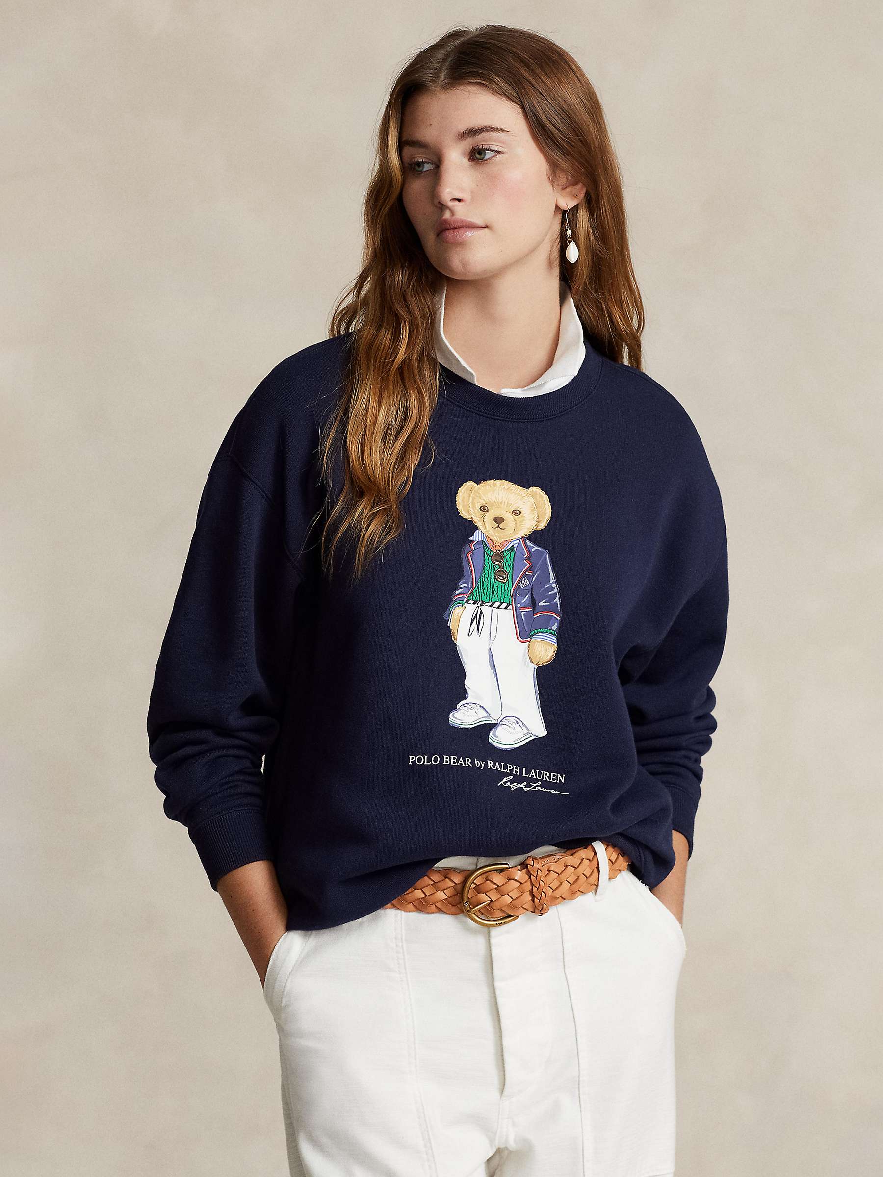Buy Polo Ralph Lauren Bear Graphic Sweatshirt, Navy Online at johnlewis.com