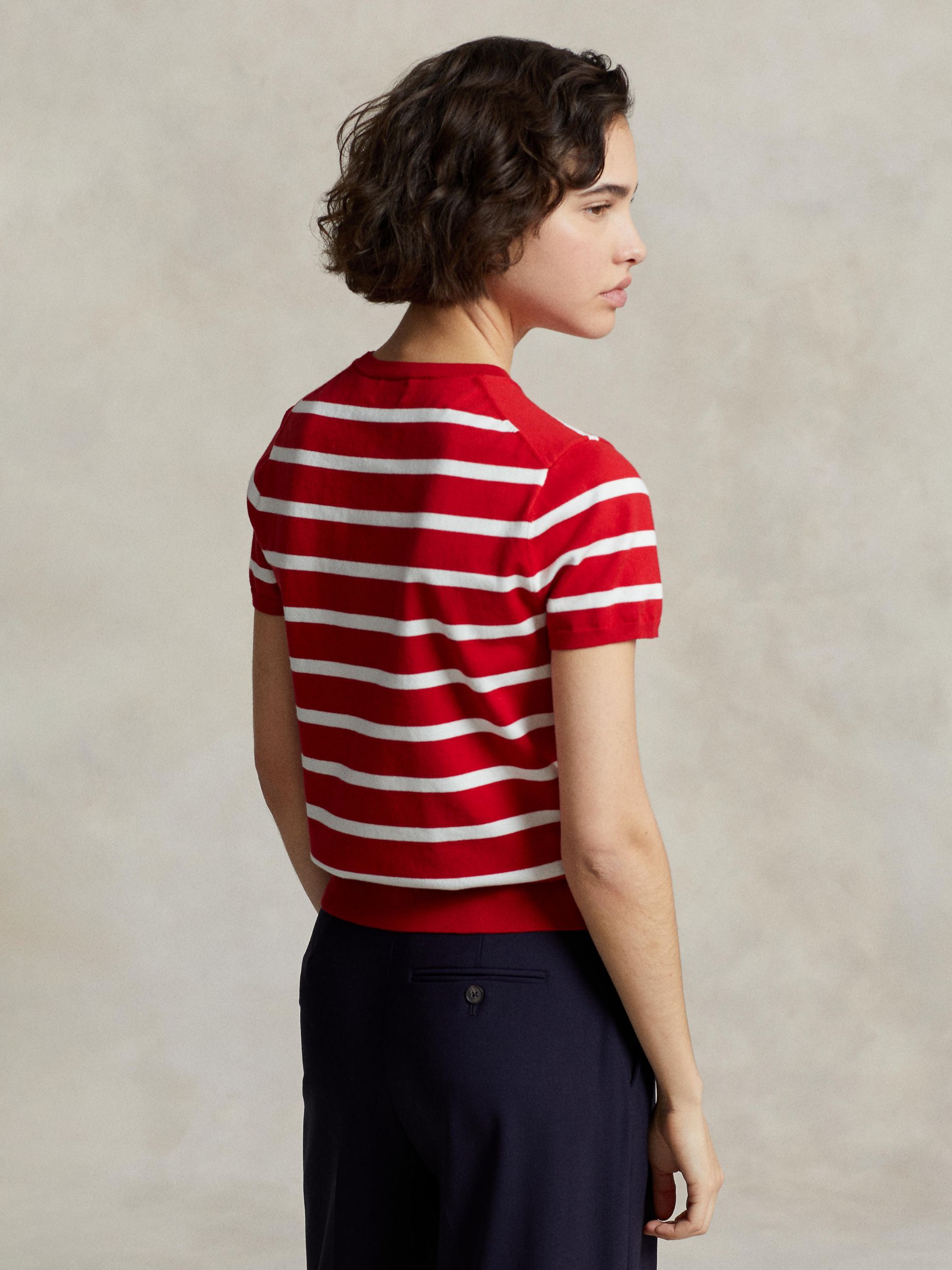 Buy Polo Ralph Lauren Stripe Short Sleeve Jumper, Red/Multi Online at johnlewis.com