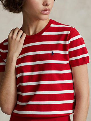 Polo Ralph Lauren Stripe Short Sleeve Jumper, Red/Multi