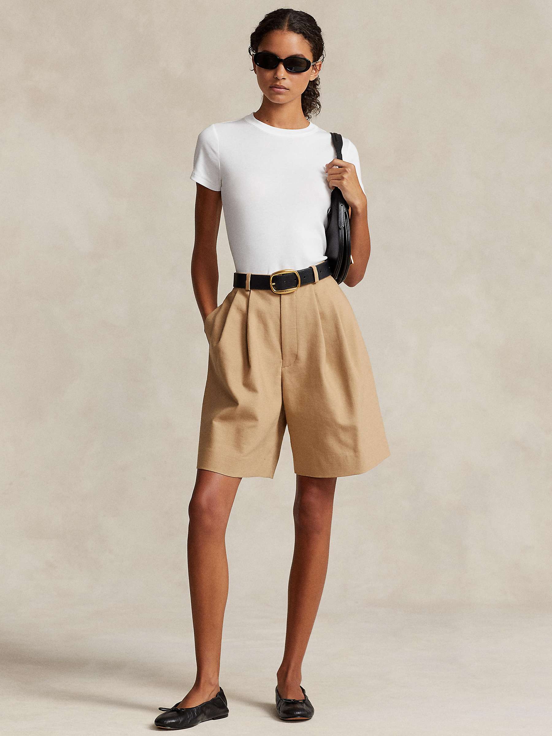 Buy Polo Ralph Lauren Pleated Shorts, Tan Online at johnlewis.com
