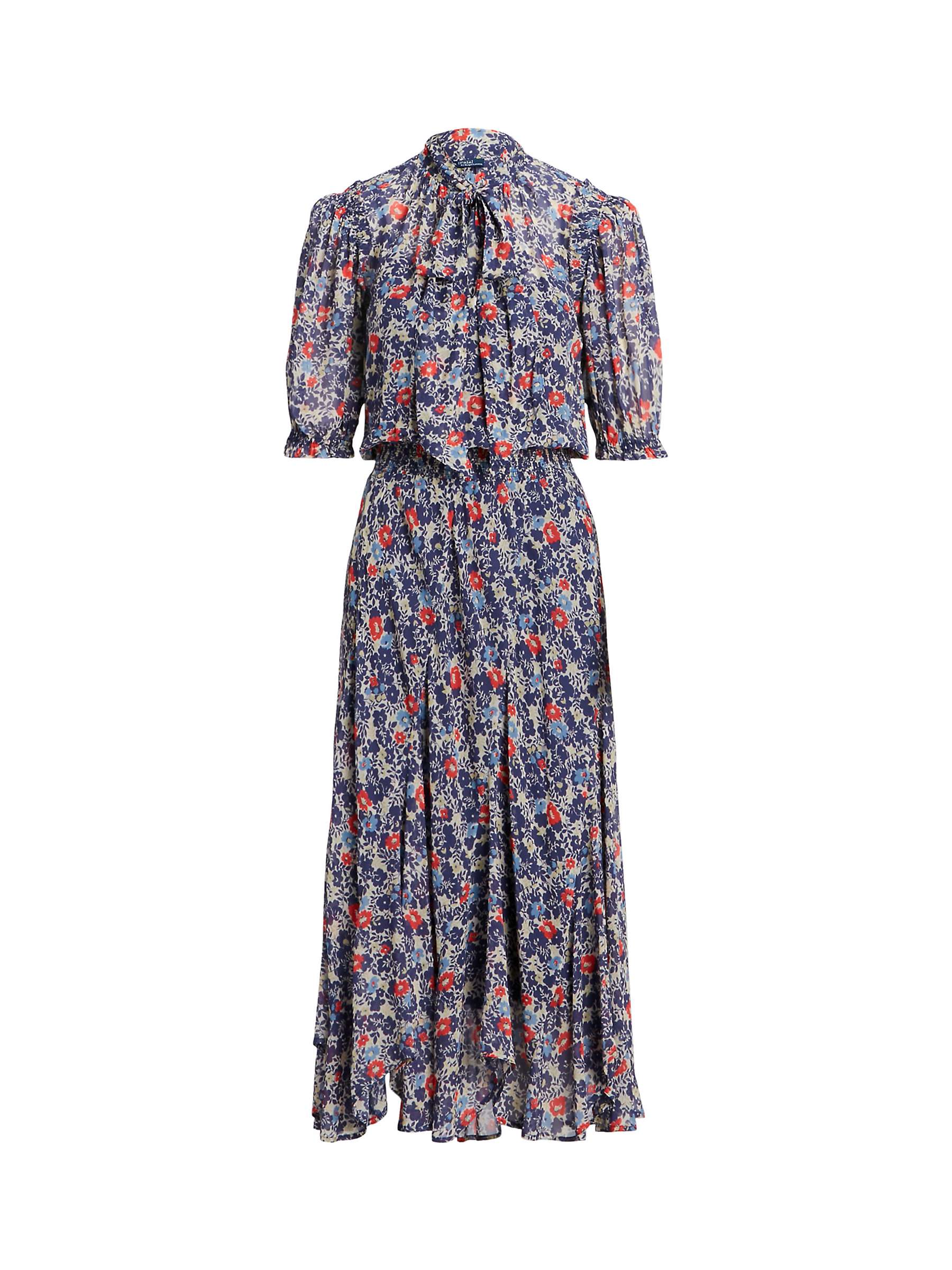 Buy Polo Ralph Lauren Floral Print Georgette Maxi Dress, Red/Blue Online at johnlewis.com