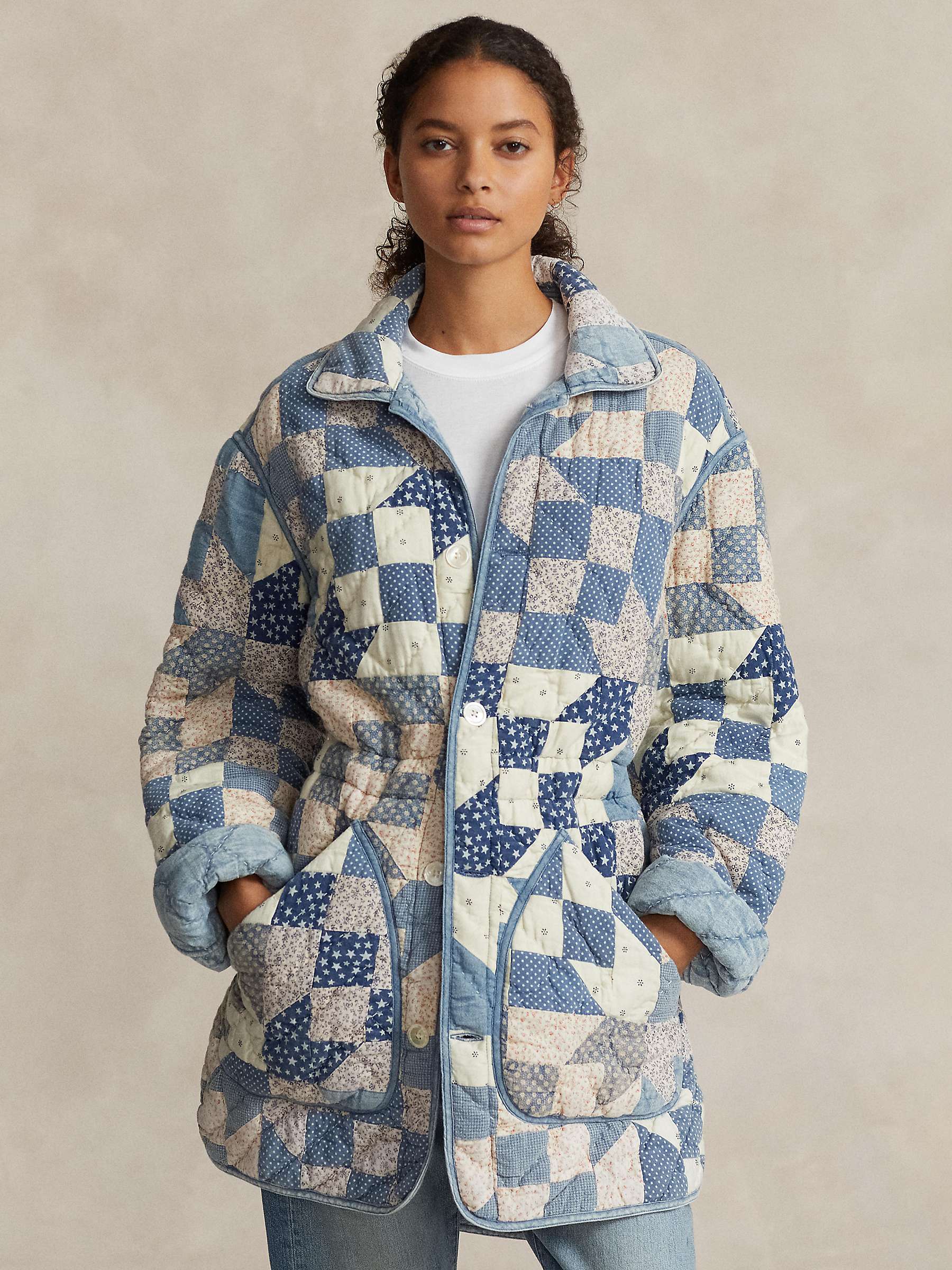 Buy Polo Ralph Lauren Patchwork Quilted Cotton Jacket, Blue/Multi Online at johnlewis.com