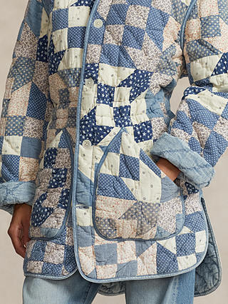 Polo Ralph Lauren Patchwork Quilted Cotton Jacket, Blue/Multi