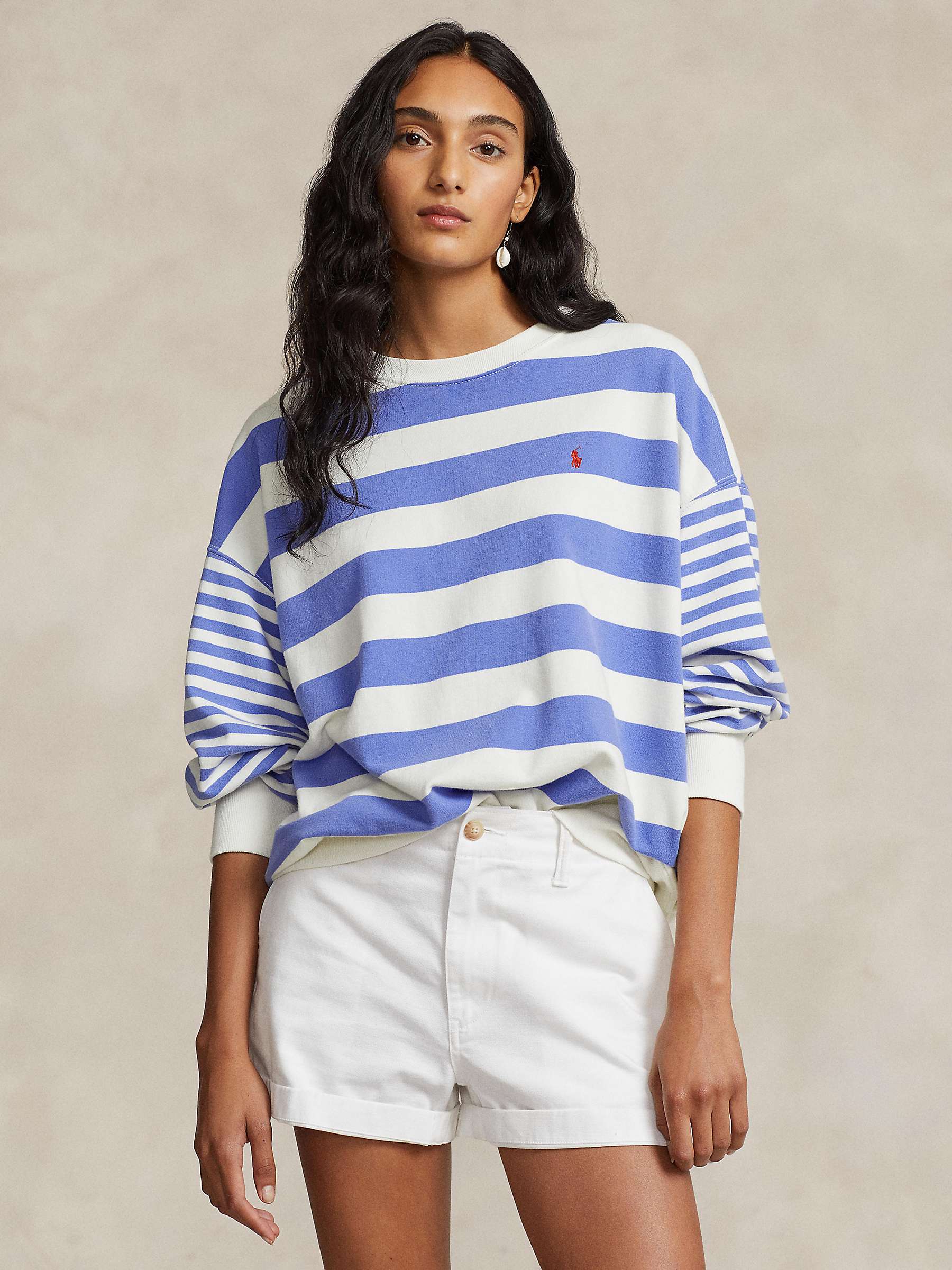 Buy Polo Ralph Lauren Stripe French Terry Sweatshirt, Blue/Multi Online at johnlewis.com
