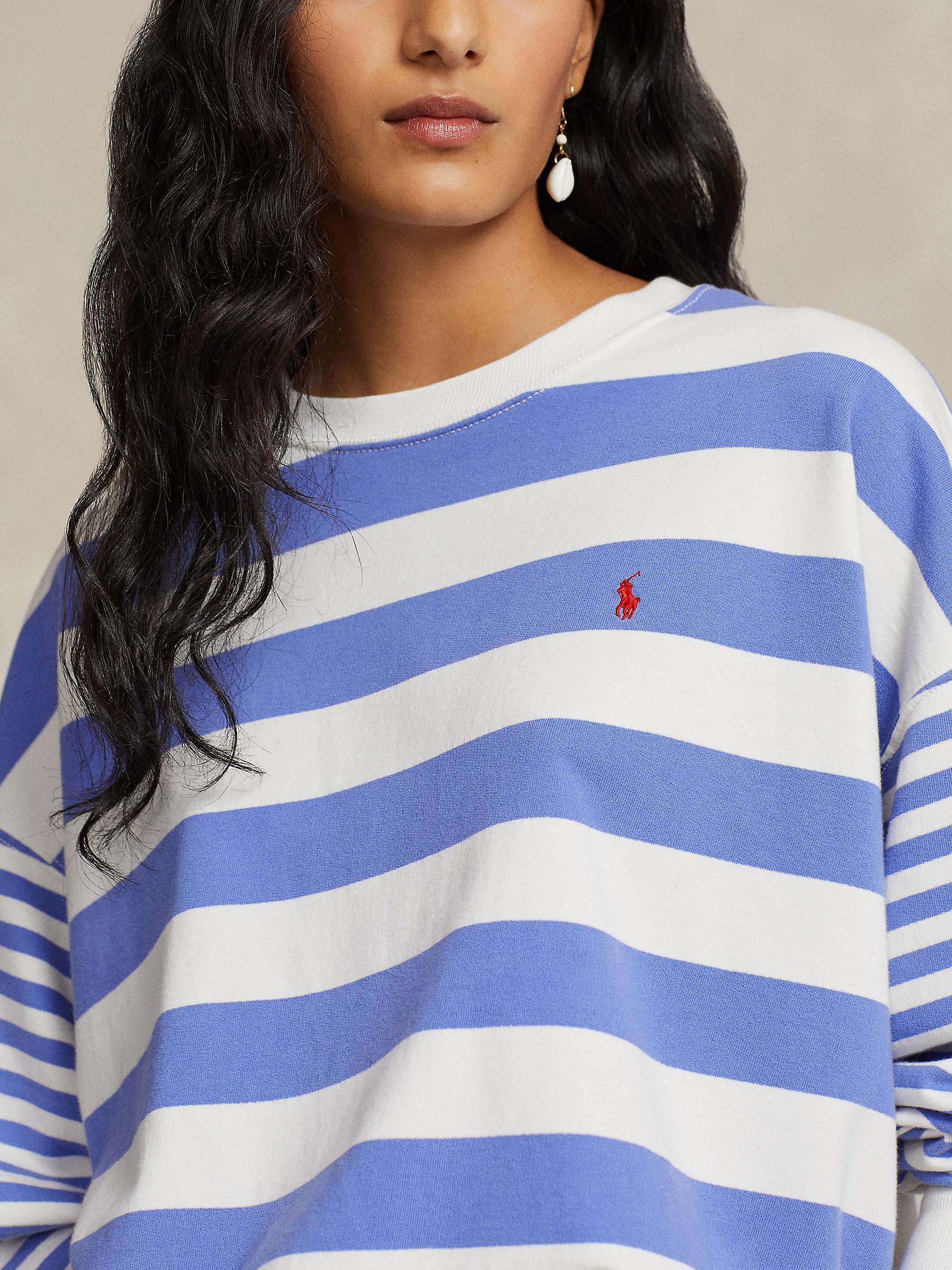 Buy Polo Ralph Lauren Stripe French Terry Sweatshirt, Blue/Multi Online at johnlewis.com