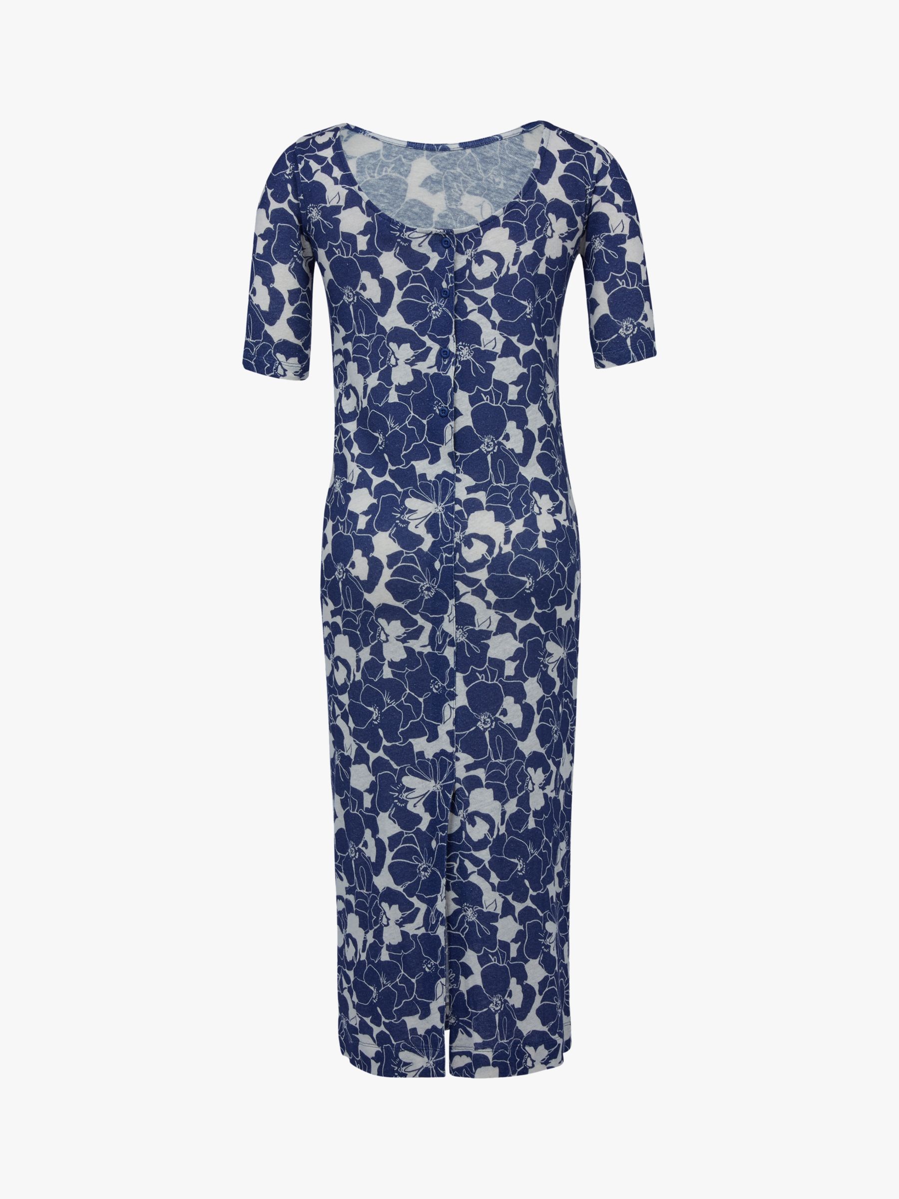 Celtic & Co. Organic Cotton Blend Button Back Dress, Blue Linear Floral, 18