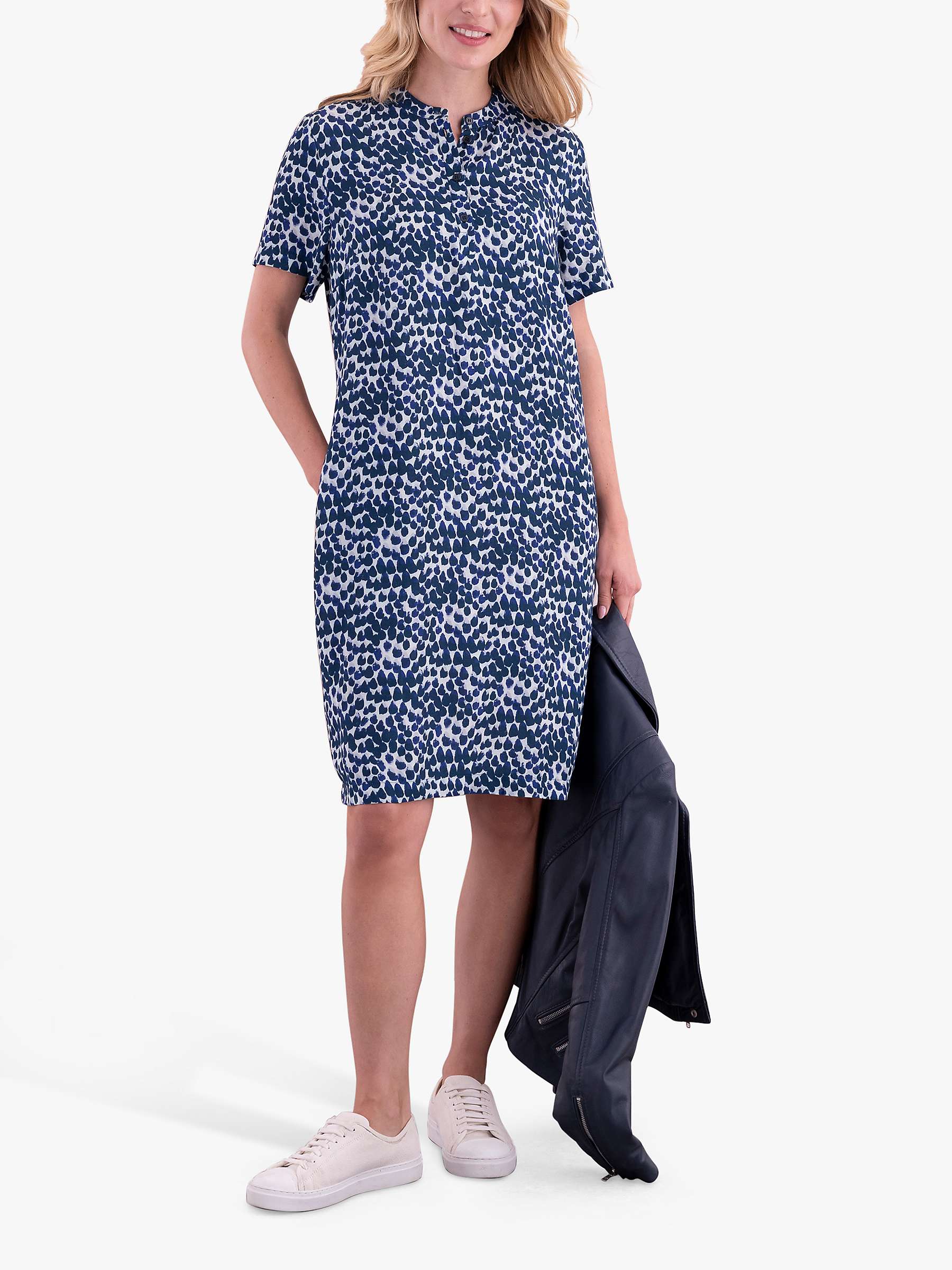 Buy Celtic & Co. Short Sleeve Linen Blend Knee Length Shift Dress, Navy Smudge Dot Online at johnlewis.com