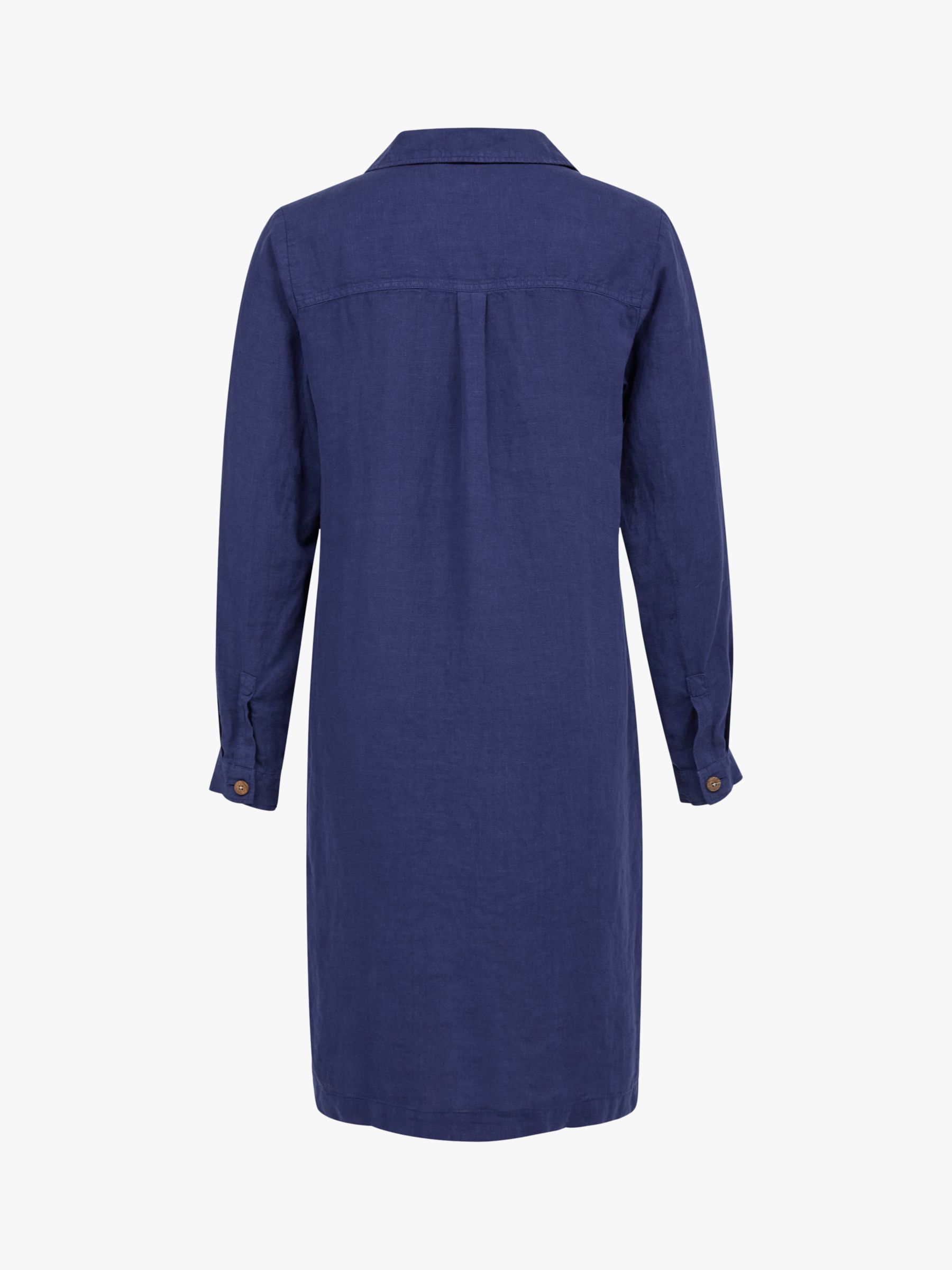 Celtic & Co. Linen Half Placket Dress, Blue Ink, 12