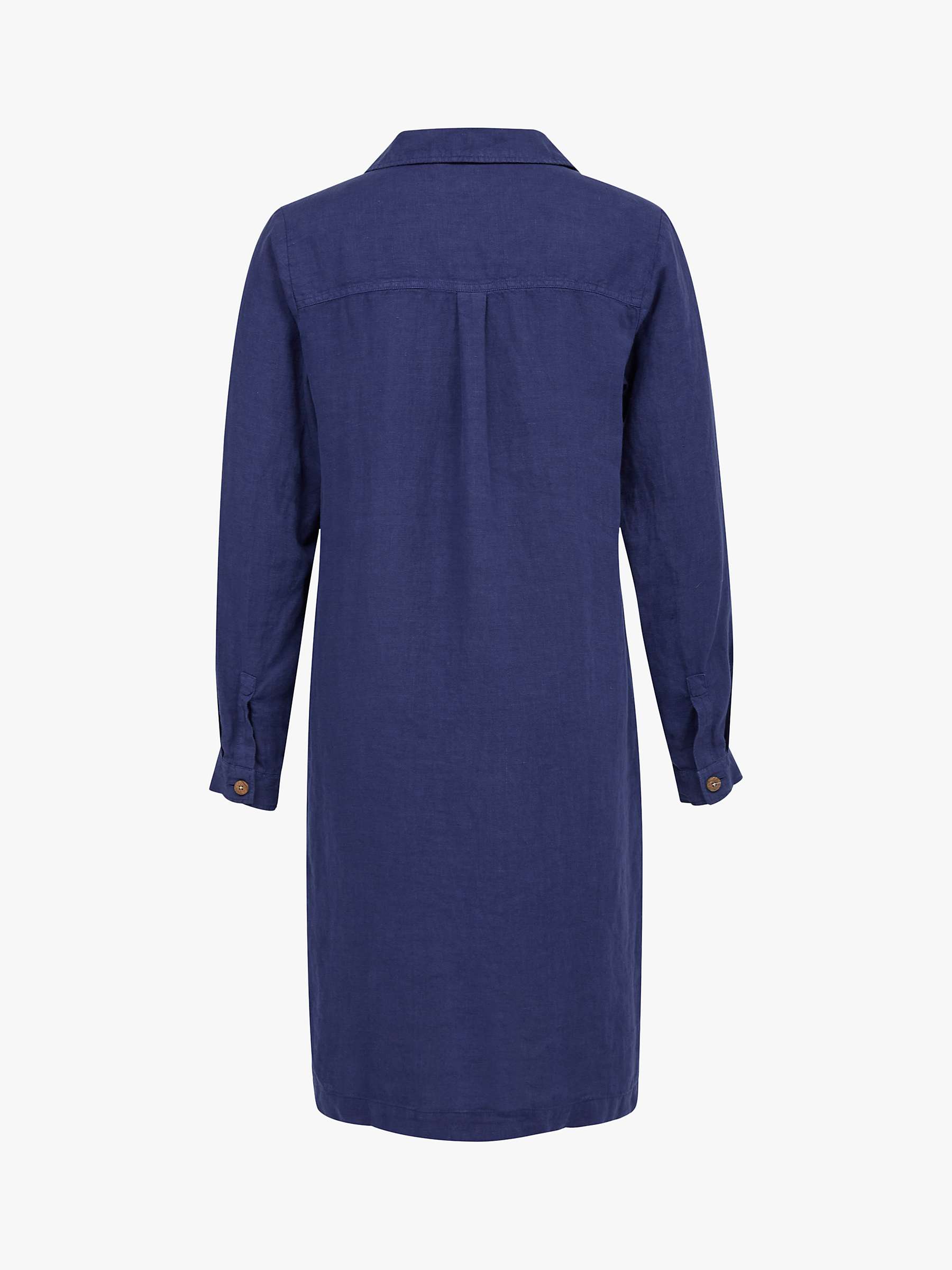 Buy Celtic & Co. Linen Half Placket Dress, Blue Ink Online at johnlewis.com