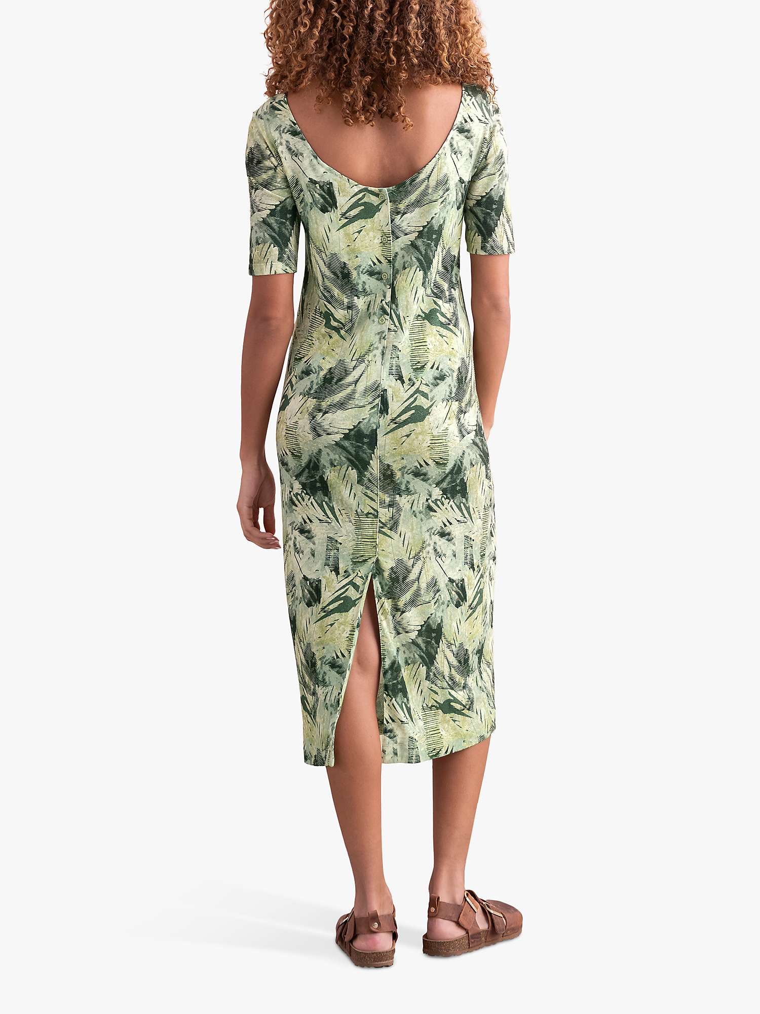 Buy Celtic & Co. Linen & Cotton Blend Leaf Print Midi Dress, Multi Online at johnlewis.com