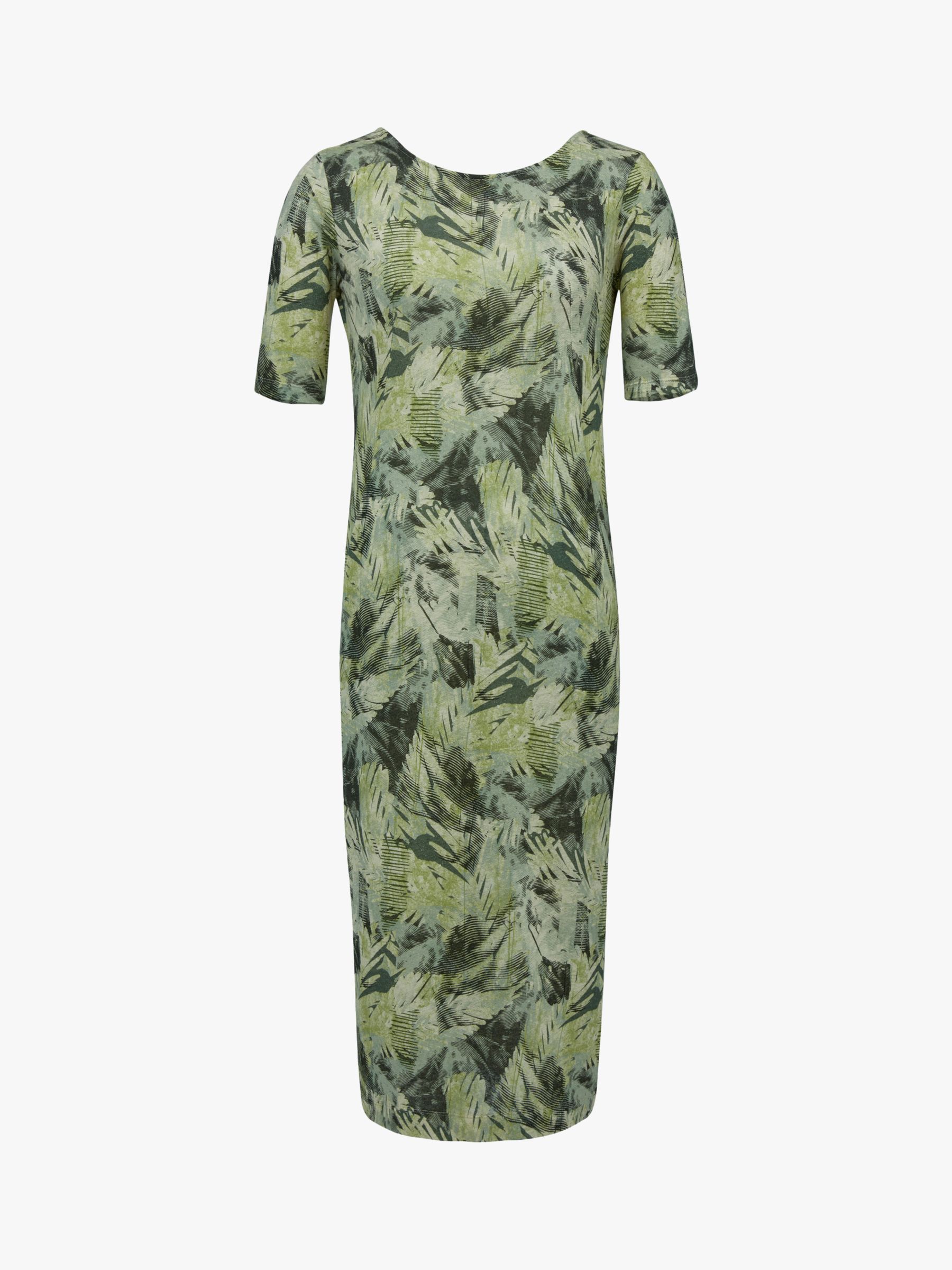 Celtic & Co. Linen & Cotton Blend Leaf Print Midi Dress, Multi, 8