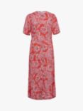 Celtic & Co. Short Sleeve Ecovero Button Through Midi Dress, Chilli Floral