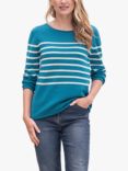 Celtic & Co. Fine Knit Merino Crew Neck Stripe Jumper, Icelandic