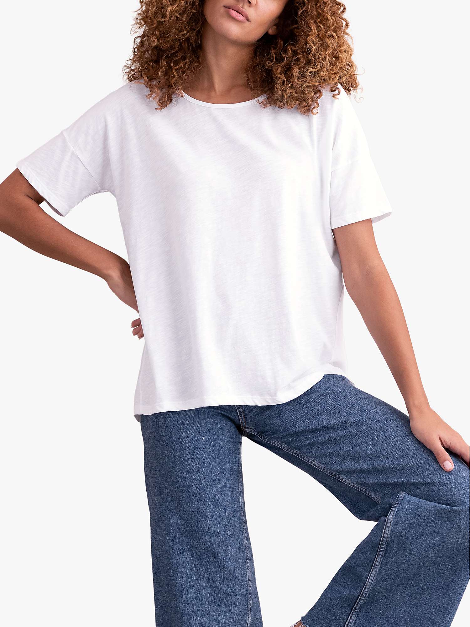 Buy Celtic & Co. Organic Cotton Drop Shoulder Drape T-Shirt, White Online at johnlewis.com