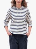 Celtic & Co. Organic Cotton Striped Jersey Hoodie, Ecru/Navy