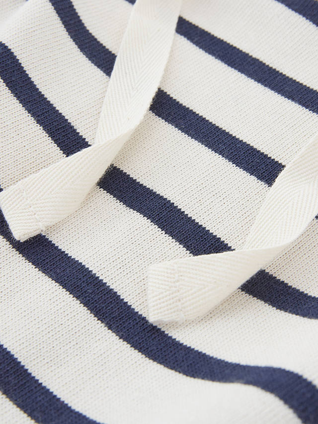 Celtic & Co. Organic Cotton Striped Jersey Hoodie, Ecru/Navy