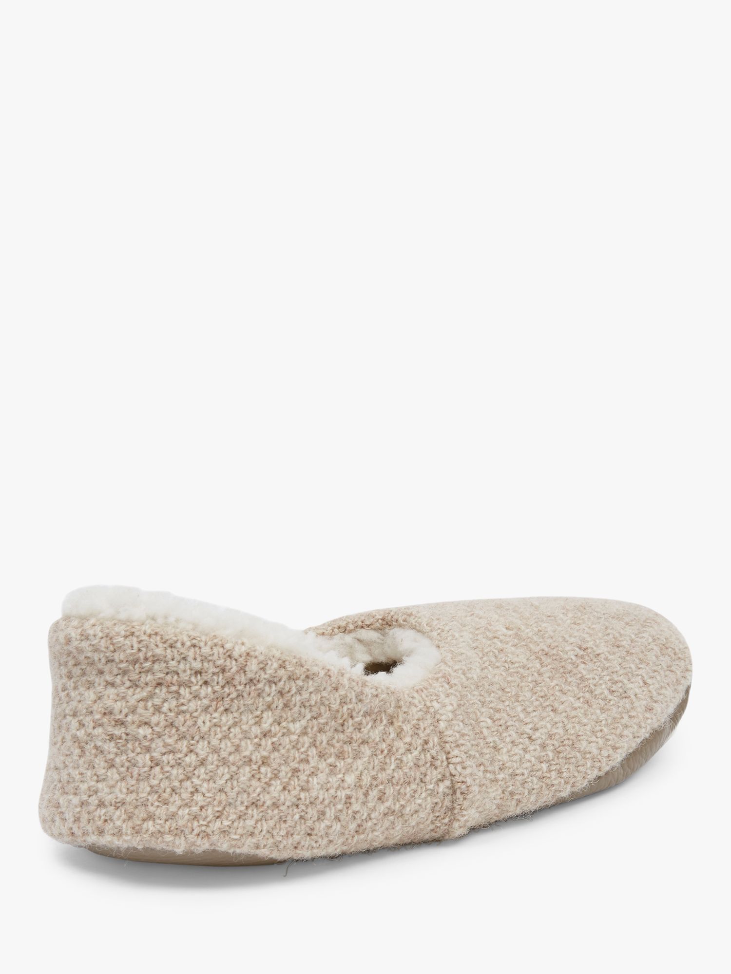 Celtic & Co. Knitted Sheepskin Cocoon Slippers, Oatmeal at John Lewis ...