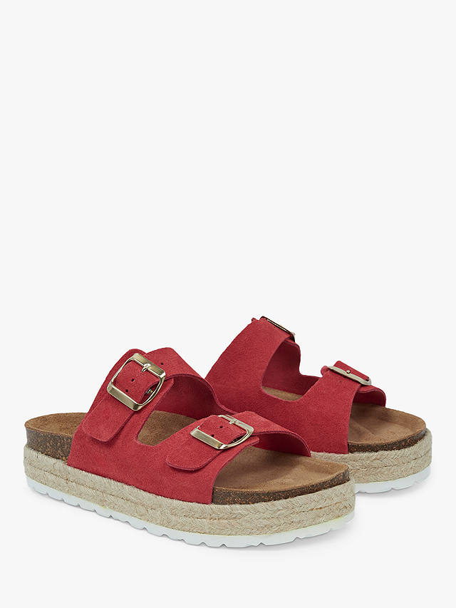 Celtic & Co. Double Buckle Suede Sliders, Chilli