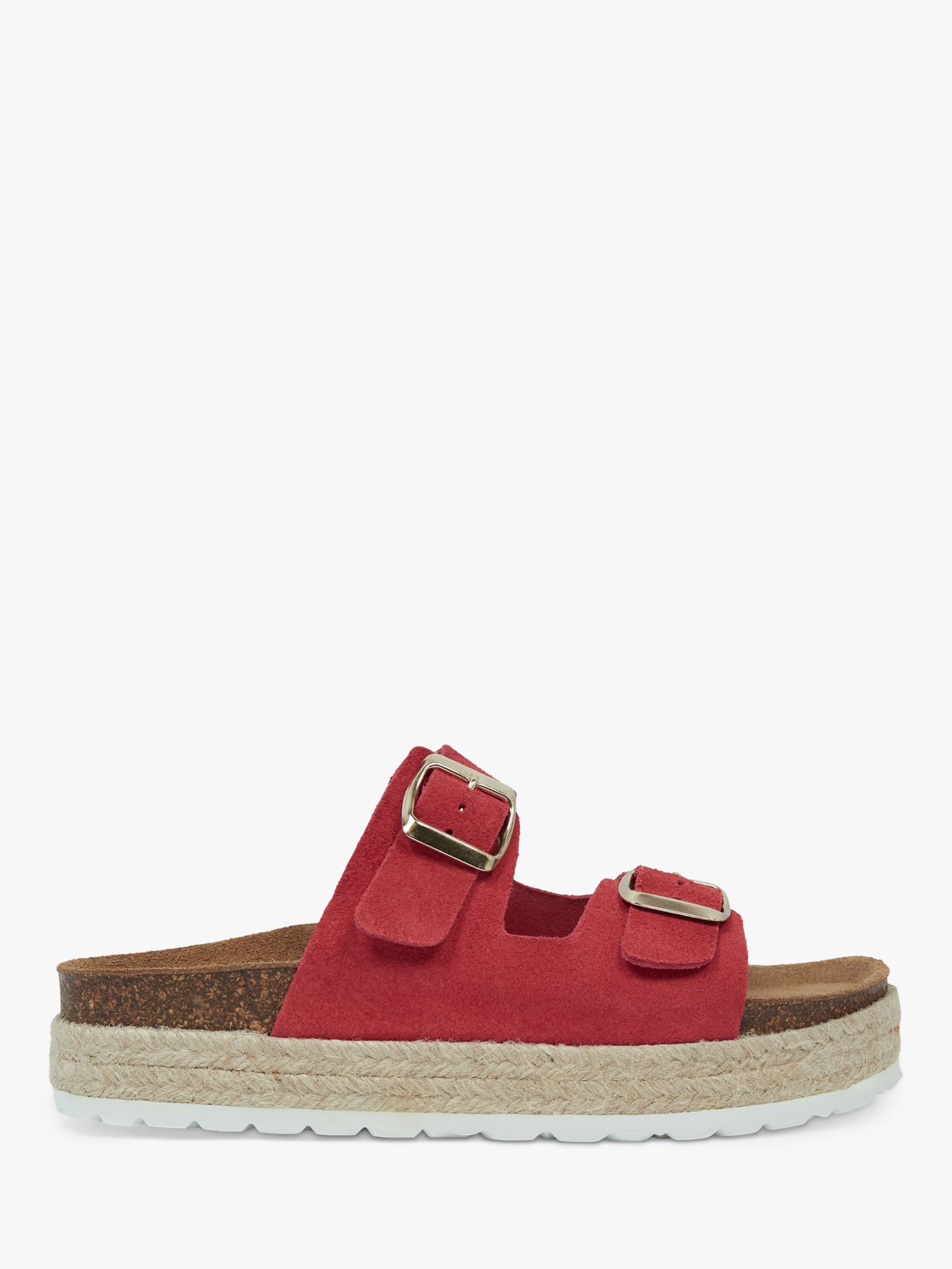 Celtic & Co. Double Buckle Suede Sliders, Chilli at John Lewis & Partners