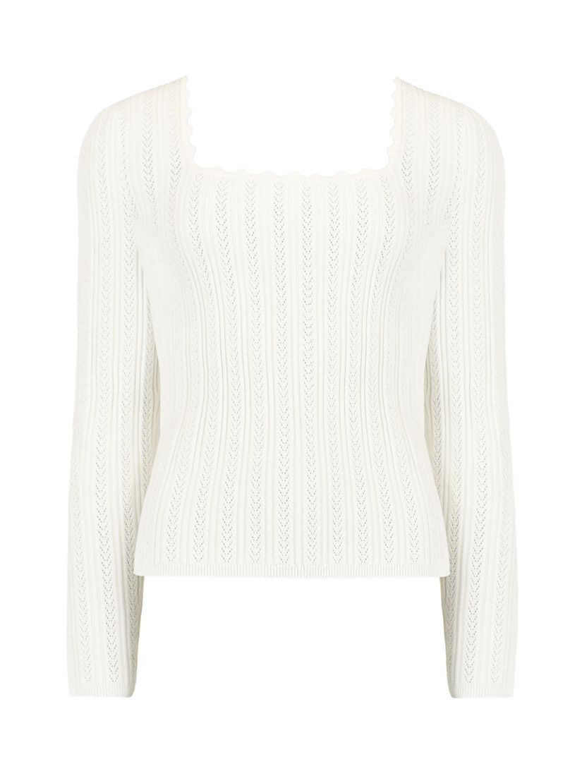 Buy Ro&Zo Crochet Knit Scallop Square Neck Top Online at johnlewis.com