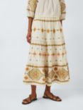AND/OR Jayson Embroidered Maxi Skirt, White/Multi