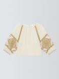 AND/OR Isla Embroidered Sleeve Top, Off White