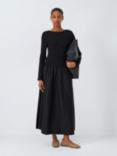 John Lewis Woven Jersey Dress, Black