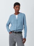 John Lewis Crew Neck Cotton Cardigan, Mid Blue