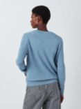 John Lewis Crew Neck Cotton Cardigan, Mid Blue