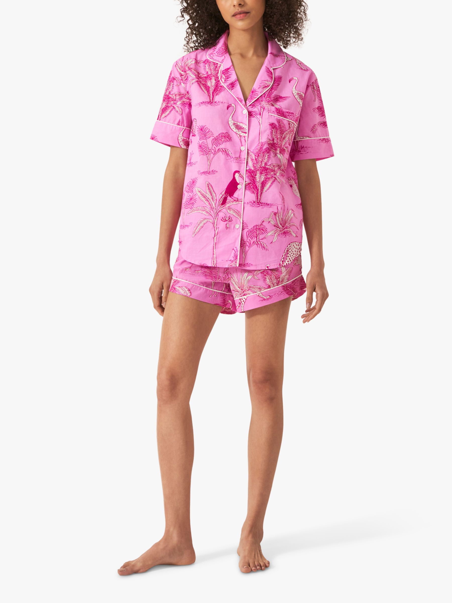 myza Organic Cotton Botanical Jungle Short Sleeve Pyjama Set, Pink at ...