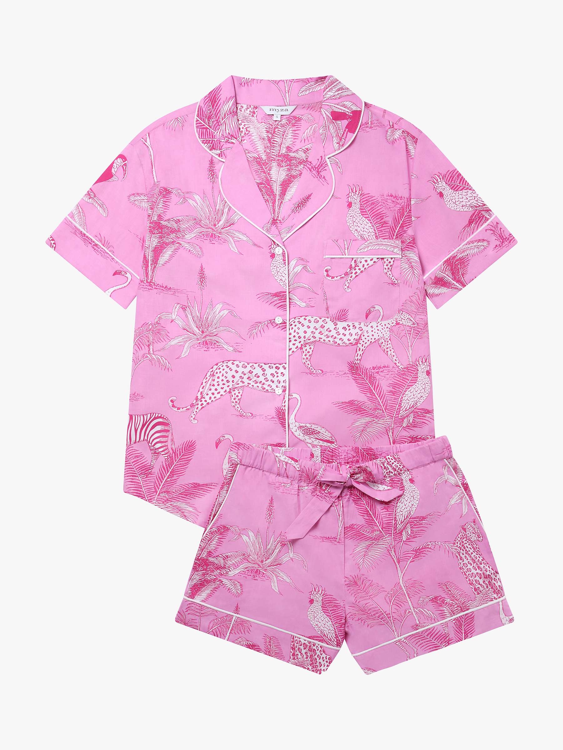Buy myza Organic Cotton Botanical Jungle Short Sleeve Pyjama Set, Pink Online at johnlewis.com