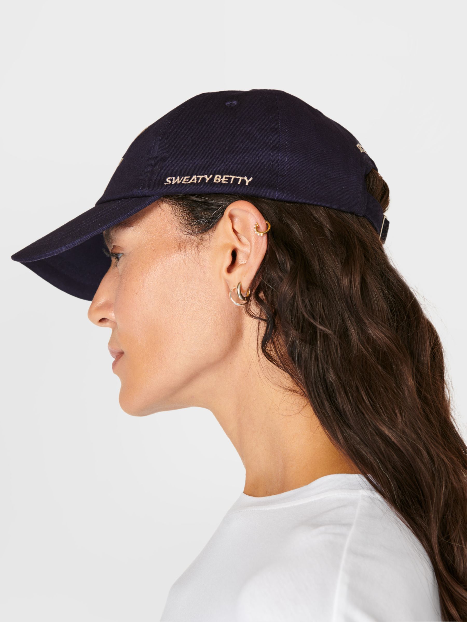 Sweaty Betty Embroidered Slogan Cap, Navy, One Size