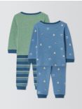 John Lewis Baby Frog Stripe Pyjamas, Pack of 2, Green