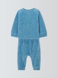 John Lewis Baby Ditsy Moon Velour Pyjamas, Blue