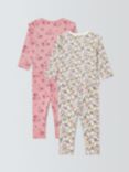 John Lewis Baby Bunny Floral Cotton Pyjamas, Pack of 2, Multi