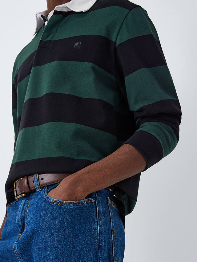 Carhartt WIP Swenson Long Sleeve Rugby Shirt, Green/Navy