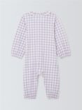John Lewis Baby Twill Frill Check Romper with Bunny Toy, Purple