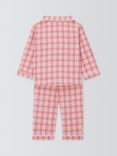 John Lewis Baby Hedgehog Embroidred Check Pyjamas, Pink