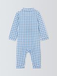 John Lewis Baby Twill Check Romper with Frog Toy, Blue