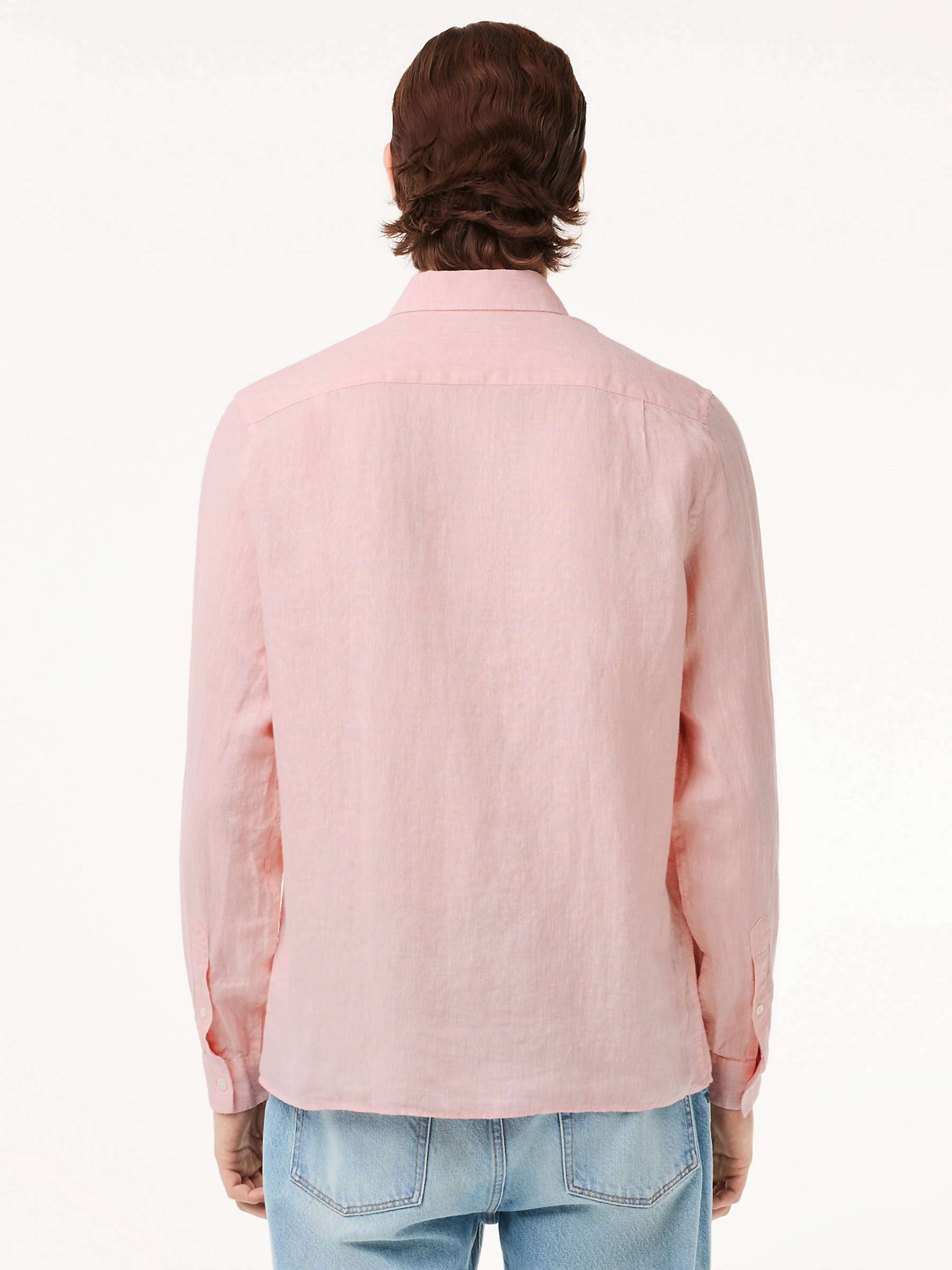 Buy Lacoste Long Sleeve Linen Shirt, Flamingo Online at johnlewis.com